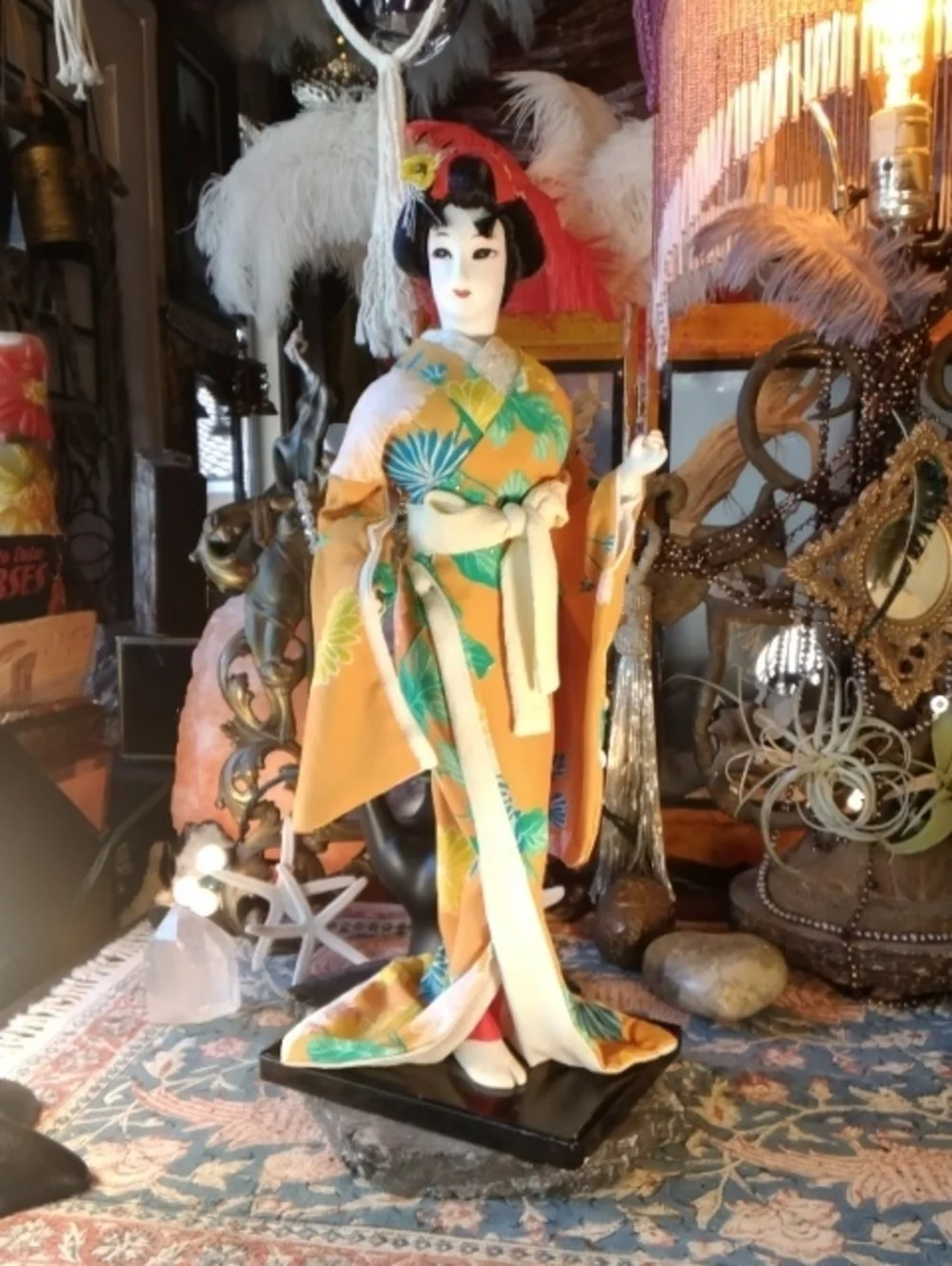 Vintage Bohemian Spirited Magical Geisha Doll Figurine Home Accent Stand